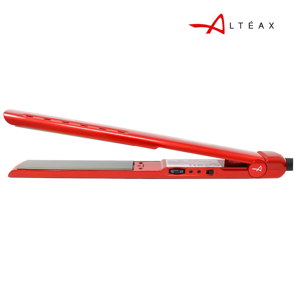 ALTÉAX® EXCLUSIVE Piastra per Capelli Lisci e Mossi Professionale Lisciante in Titanio, resistenza in Ceramica - Regolazione Temperatura fino a 230° + Omaggio Custodia in Ecopelle Realizzata in Italia