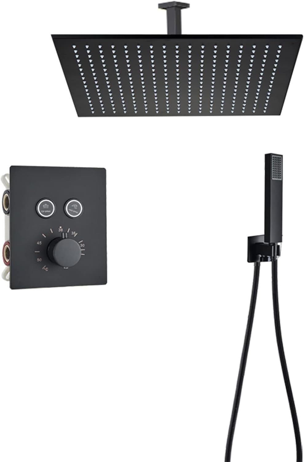 Ensemble de robinet de douche noir mat encastrable pour salle de bain moderne