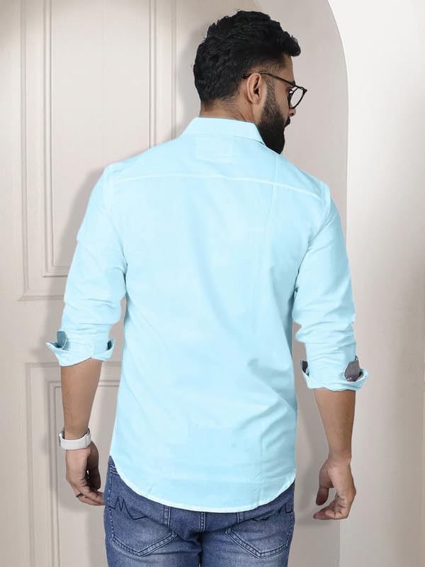 Image of Pinkmint Shirt for Men Cotton Soild Shirt & Spread Collar Long Sleeve Shirt Formal, Travelling