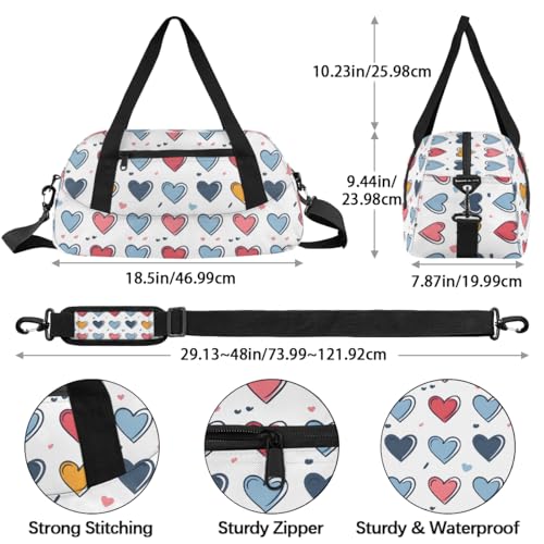 Little Love Doodle Kids Duffle Bag Boys Girls Small Sport Dance Gym Bag for Overnight Travel Weekender Carry On4