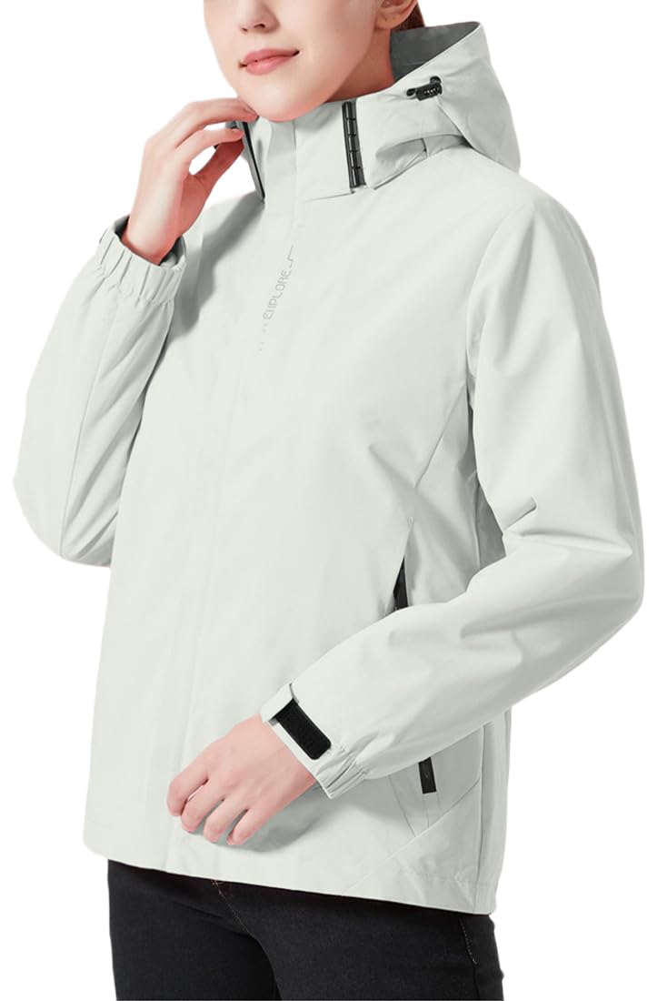 WINKEEY Veste Softshell Femme Imperméable Respirante Coupe-Vent Légère avec Capuche Veste de Pluie Extérieur pour Randonnée