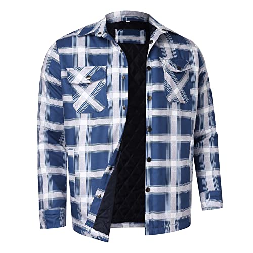 Mens Jacket Plaid Thick Fall Winter Windbreaker Retro Trendy Lapel Coat - image 1