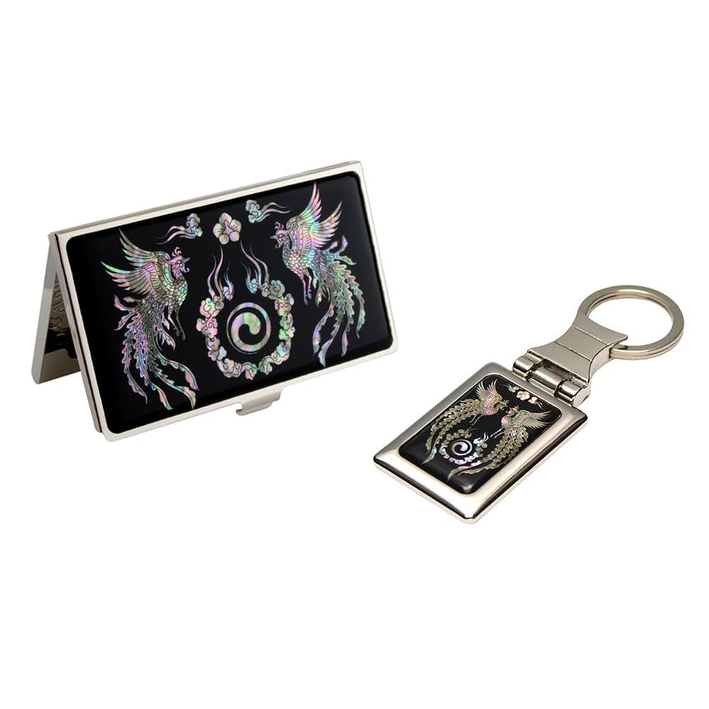 Amazon.co.jp: 螺鈿細工 鳳凰/陰陽マーク ステンレス製 名刺入れ