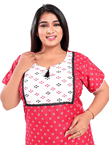 Image of Fabme Women's Cotton Plus Size Night Dress Nighty