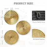 Briful 12" Gold Wall Décor Pack of 3 Metal Starbursts Radial Plate Wall Art Modern Accent Hanging Wall Decorations For Home Office Bedroom Or Living Room Wall Sculptures - Image 2