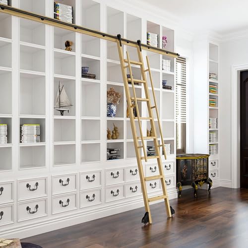 Escalera de biblioteca con ruedas para el despacho en casa 4
