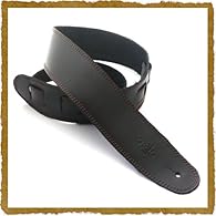 Soft leather guitar strap in Black with Brown stitching Handmade in Sydney, Australia Adjustable up tp 152cm Classic design Supplied with Free Pick Holder Keyring