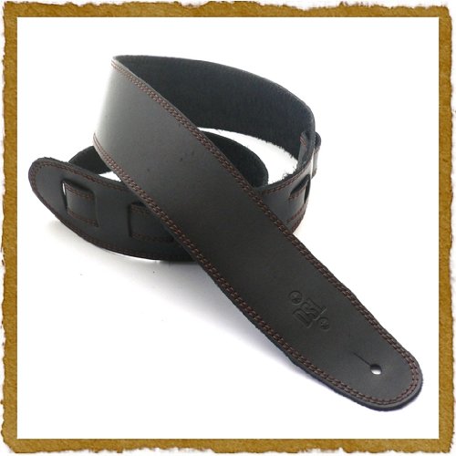 DSL Black Leather Strap 2.5 inch with Brown Stitching