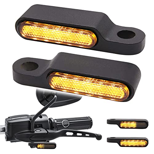 JMTBNO Migające Motocykl Kierownica LED, Przednie światło Sekwencyjne Turn Signal Mini Wskaźniki homologowane 12V Aluminium Amber Light Wodoodporny M8 dla Cruiser Chopper Bobber Scooter Quad