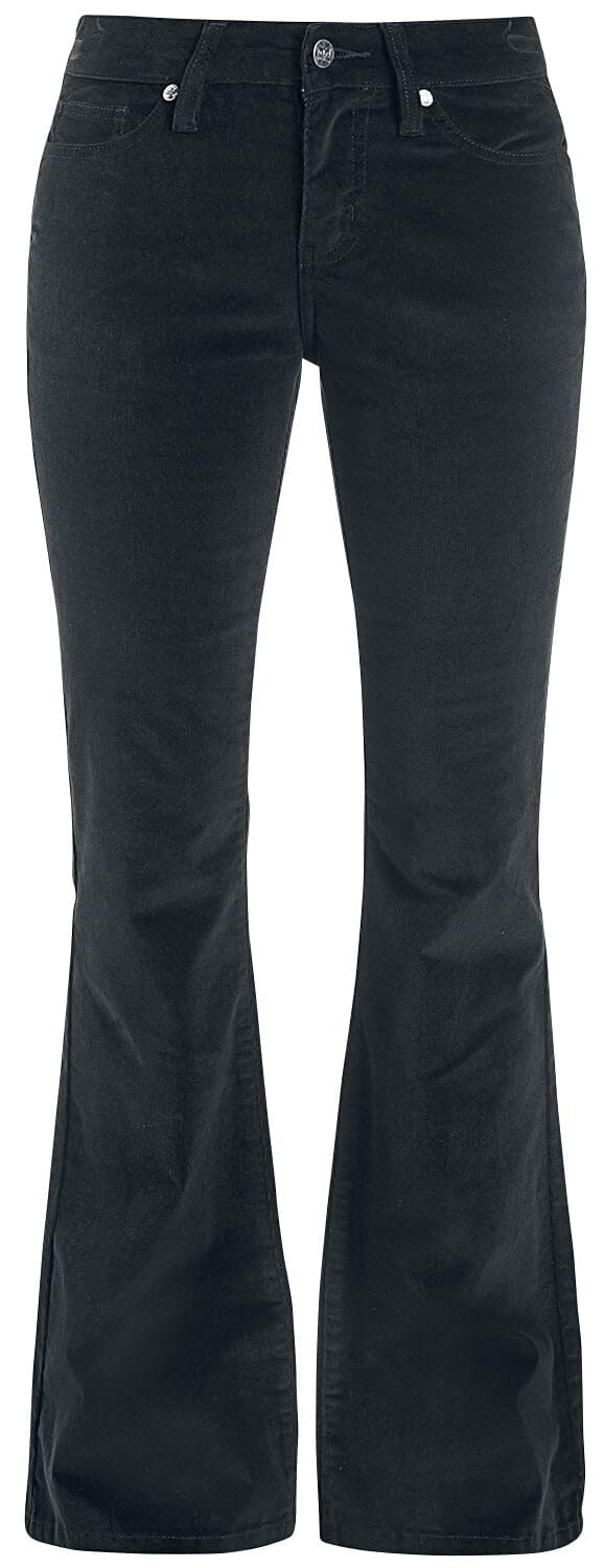 Black Premium by EMP Damen Schwarze Cort-Hose mit Schlag