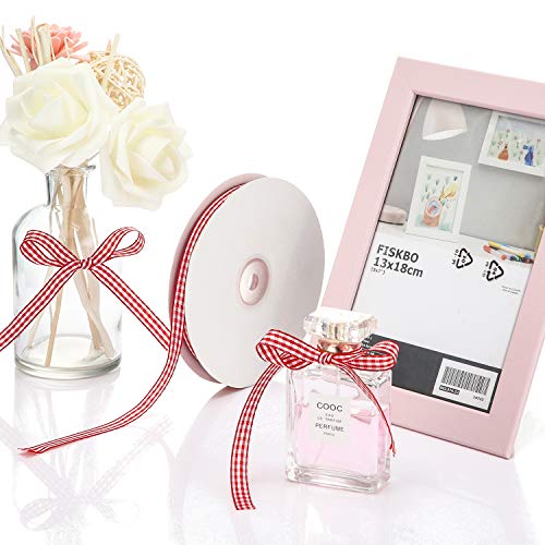 100 Yards Easter Gingham Ribbon 3/8 Inch Wide Craft Ribbon Checkered Craft Ribbons Valentine's Day Gift Wrapping Ribbon For Hair And Craft Decoration, 2 Rolls (Red And White) #TOP5