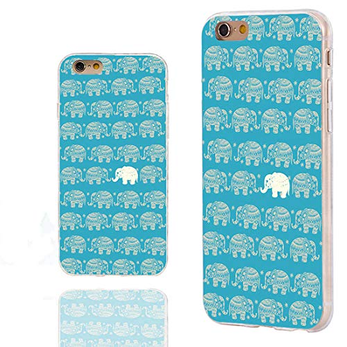 ChiChiC iPhone 6s Case Cute,iPhone 6 Case Cool,Full Protective Slim Flexible Soft TPU Rubber Clear Cases with Design for iPhone 6s 6 4.7 Inch,Cartoon Animal Cute Gold Elephant on Teal Background