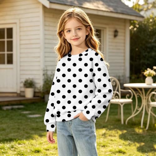 Sweatshirts For Girls Casual Polka Dot Crewneck Fleece Girls Sweatshirt - image 5