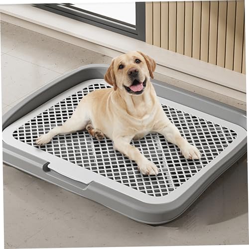 Bandeja para orinal para perros con postes y vallas grises 5