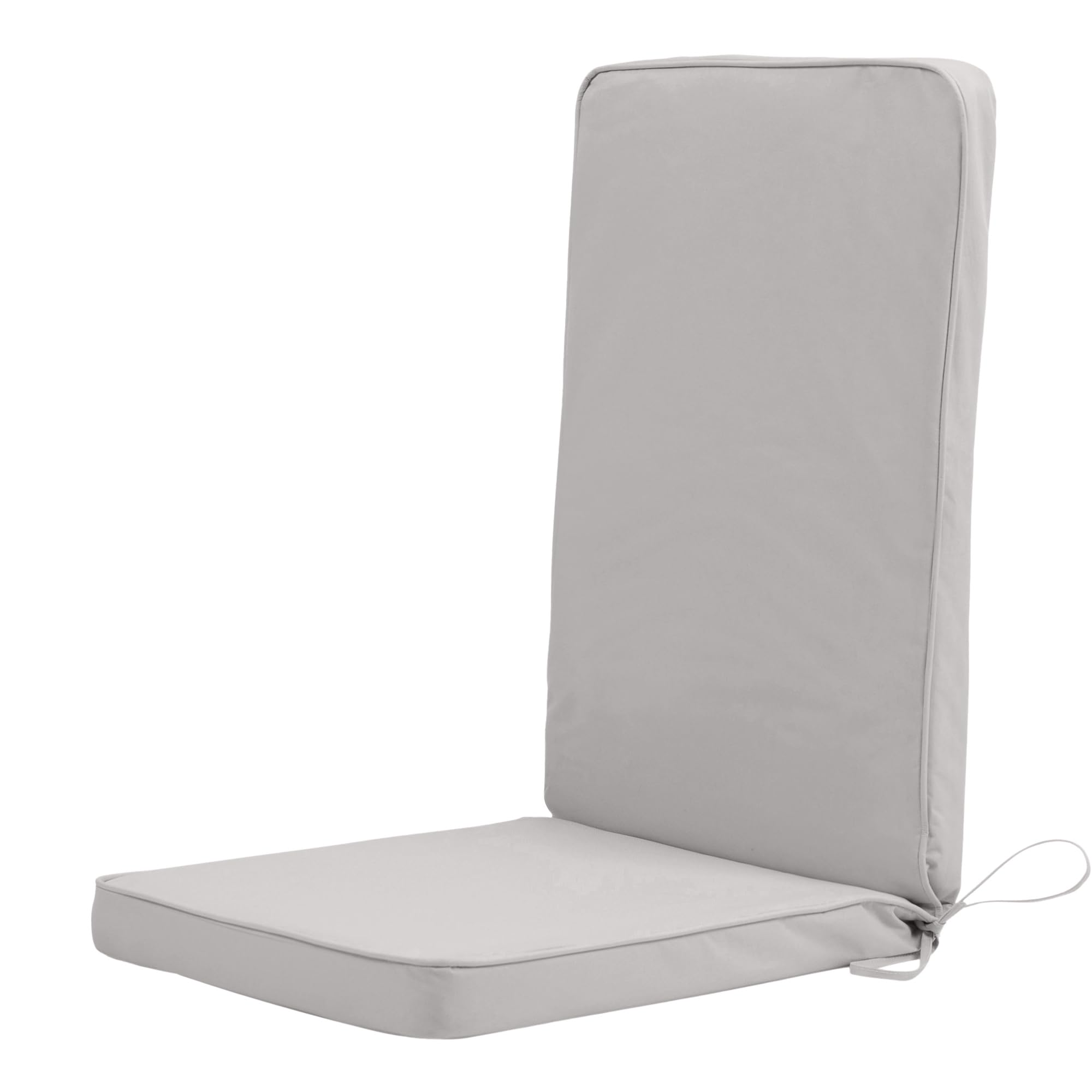 Bean Bag Bazaar Grey Outdoor High Back Seat Pad, Garden Chair Seat Cushion With Fibre Fill Included, Water Resistant, Cushions With Ties For Chair, Garden, Patio Furniture 50Cm