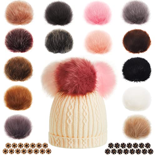 Juexica 15 Colors 6 Inch Large Faux Fur Pom Poms for Hats Craft Fluffy
