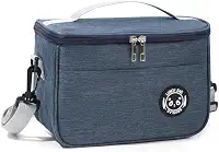 Bolsa Térmica Lancheira com Alça e Bolso Lateral – Para Marmita, Trabalho, Academia, Escola e Passeios (Azul)