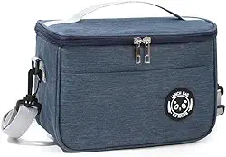 Bolsa Térmica Lancheira com Alça e Bolso Lateral – Para Marmita, Trabalho, Academia, Escola e Passeios (Azul)