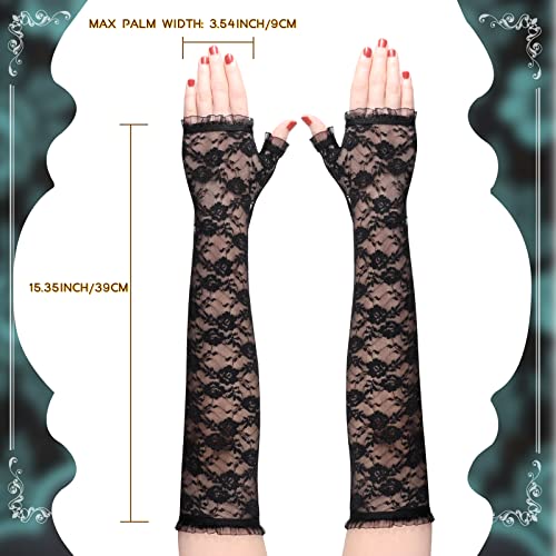 Women Lace Fingerless Gloves Elegant Floral Lace And Ruffle Cuffs Design Gloves For Wedding Evening Dress Opera Party #TOP5