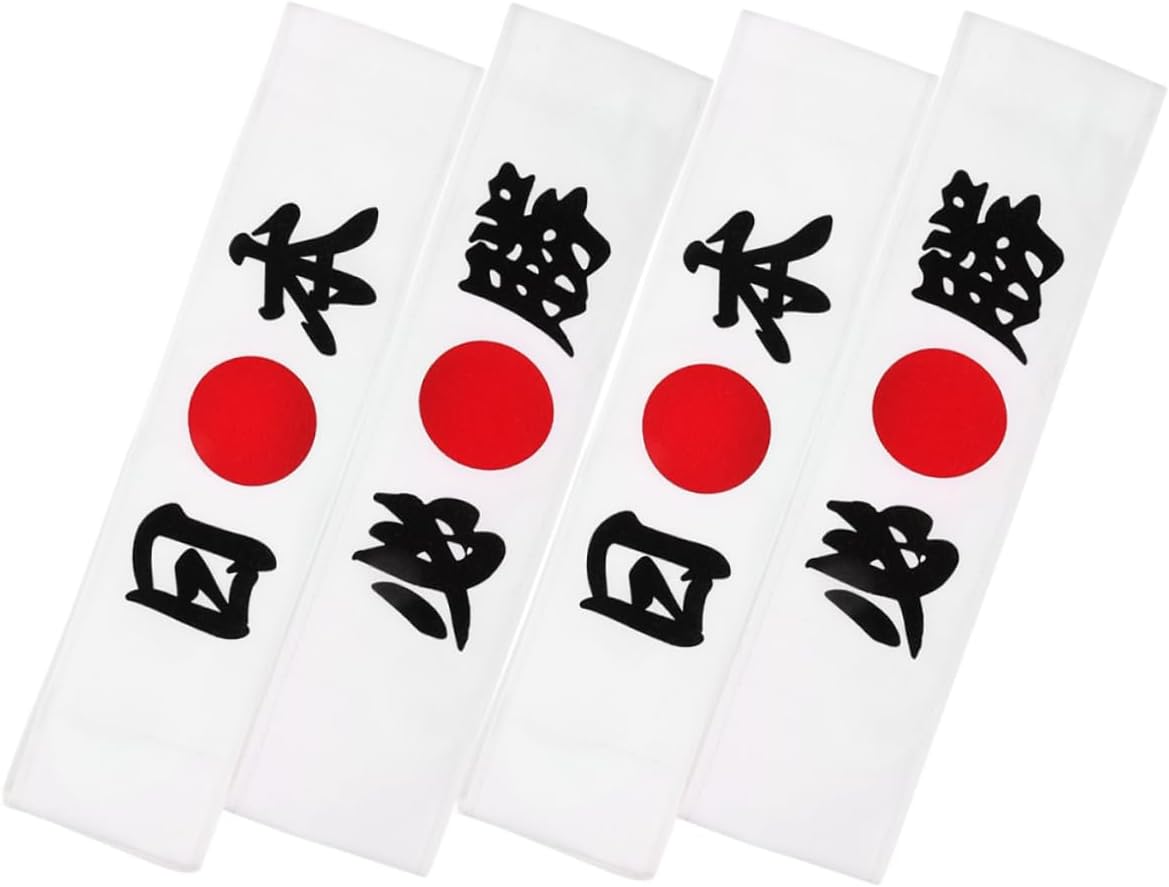 Samurai Headband Set 4pcs Japanese Chef Hachimaki Non-Slip Ninja Hair Accessories for Cooking Sports and Cosplay