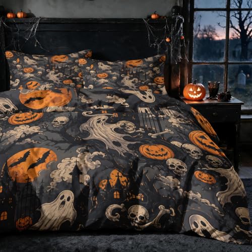 Halloween Duvet Cover Twin Size, Soft Microfiber