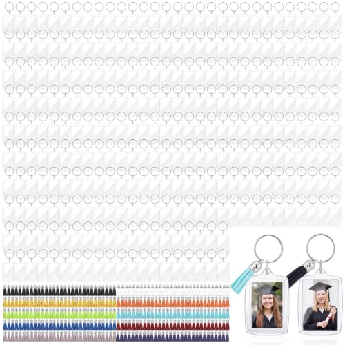 Image of Yaomiao Acrylic Photo Keychain with Tassel Clear Blank Custom Keychain Frame Holder Insert Picture Keyring Making Kit