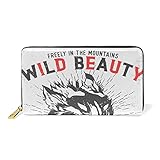 COOSUN Lobo Grande Cuero de la impresión del Monedero del Embrague de Largo Carpeta del...