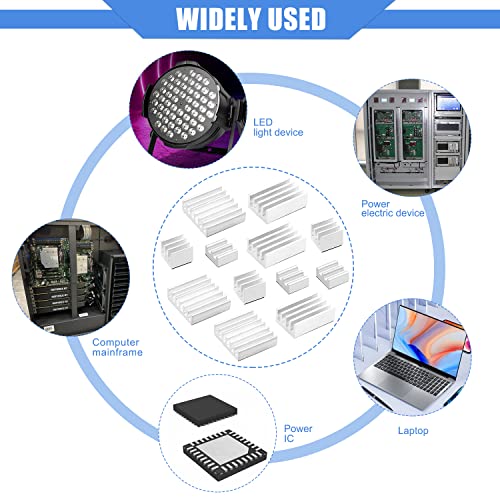 VooGenzek 40 Sztuk Radiatory do Raspberry Pi 4 Model B, Aluminiowy Zestaw Chłodzący Radiator z Termoprzewodzącą Taśmą Klejącą, do Chłodzenia Raspberry Pi, Srebrny