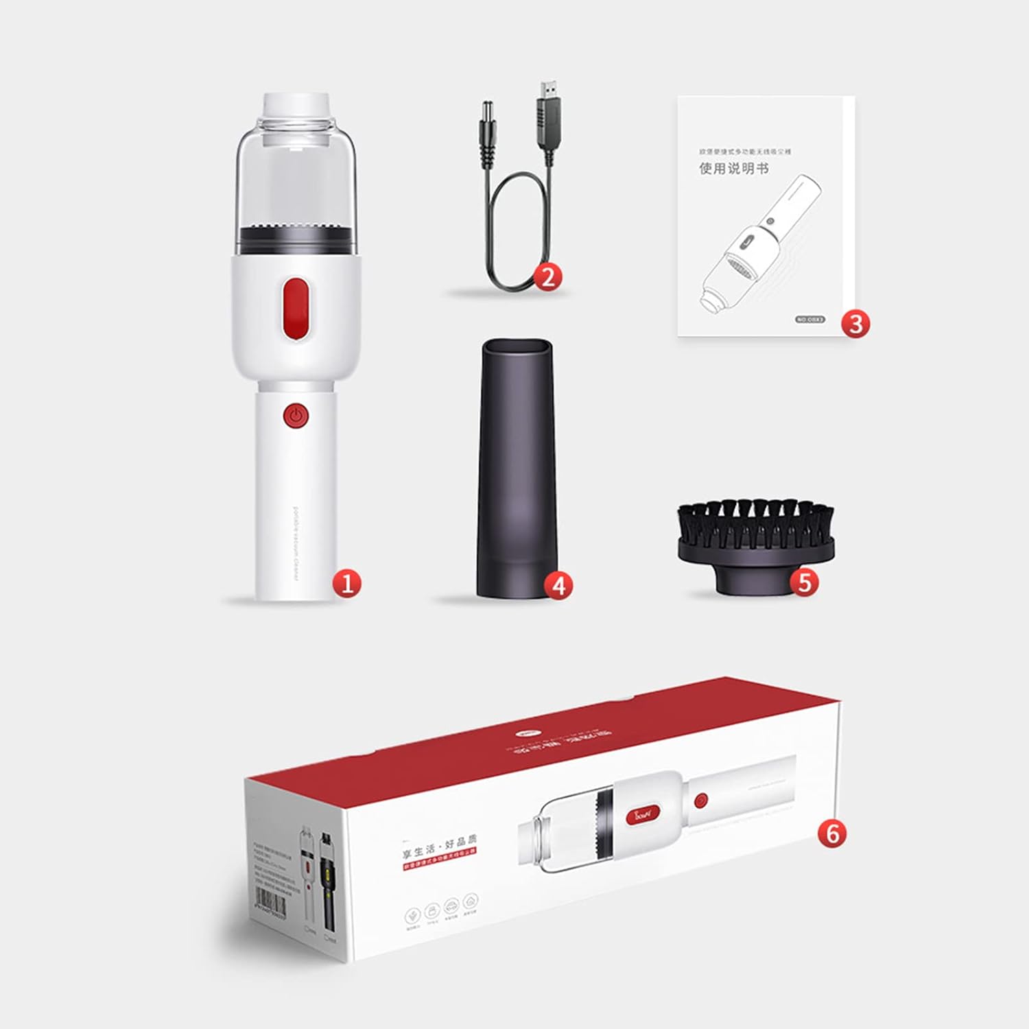 Portable Car Vacuum Cordless Portable Handheld Vacuum with 12000PA Powerful Suction Wet and Dry Small Car Interior Cleaner Auto,White