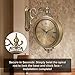 Liwyewu Large Vintage Double Sided Wall Clock with Glass & Metal, Roman and Arabic Numerals, Silent Non-Ticking Battery Operated Antique Clock for Living Room, Office, Hallway Decor (15x18.5 Inch)