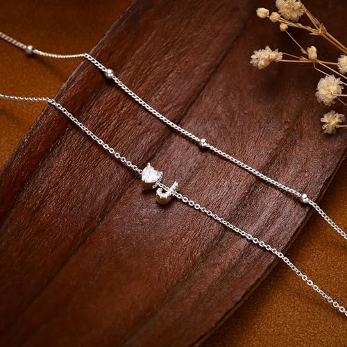 NECOCY Dainty Initial J Heart Silver Anklets for Women - Waterproof 925 Sterling Silver Filled Beach Jewelry Set - Image 6