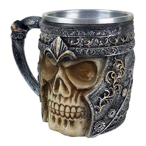 Caneca inox Caveira medieval estilo Viking chopp.