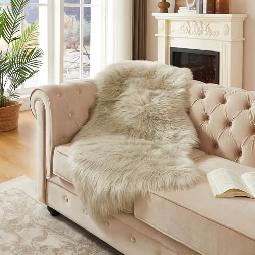 Tapete de piel falsa AMTOVO beige 2 x 4 ft miniatura 3