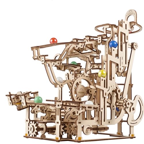 UGEARS マーブルランティアードホイスト 3D木製パズル 大人用 - 3Dパズル 重力迷路 - 機械モデルキット - 自己組み立て - 3D木製モデルキット - 教育モデル DIY