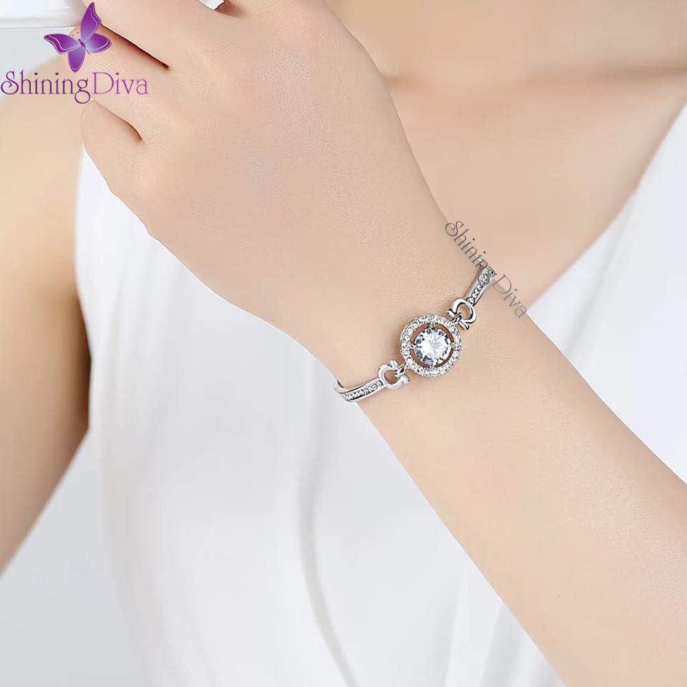 Shining Diva Platinum Plated Latest Bangle Bracelet for Women