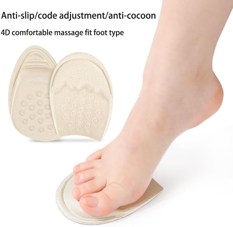 Insert Shoes for Women – 2 Pairs Cushions for Ball of Foot & Heel Inserts– Non-Slip Beige Inserts for Pain Relief – Ideal for Sneakers, Work Shoes, Flats & High Heels - Image 9