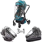 guzzie+Guss 3-in-1 Rain Cover, Fits Most Bassinets, Car Seats, and Pod Style Stroller Seats, Raincover Features Quick-Access Zipper Door and Side Ventilation