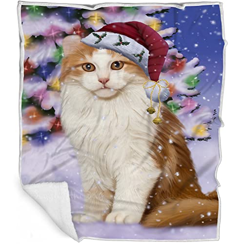 Doggie of the Day American Curl Cat Blanket - Christmas Winterland Wonderland - Super Soft & Warm Pet Theme for Sofa or Bed, Warm Fleece, Sherpa or Woven Material, BLNKT88376 (30x40 Fleece)