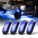 Nicoko 4Pods Pure Blue LED Rock Lights 72w high Power Rock Lights Neon Underglow Light for Car Trucks ATV UTV SUV Boat Underbody Glow Trail Rig Light IP68 Waterproof