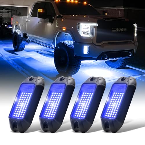 Nicoko 4Pods Blue LED Rock Lights - 72 LEDs, IP68 Waterproof