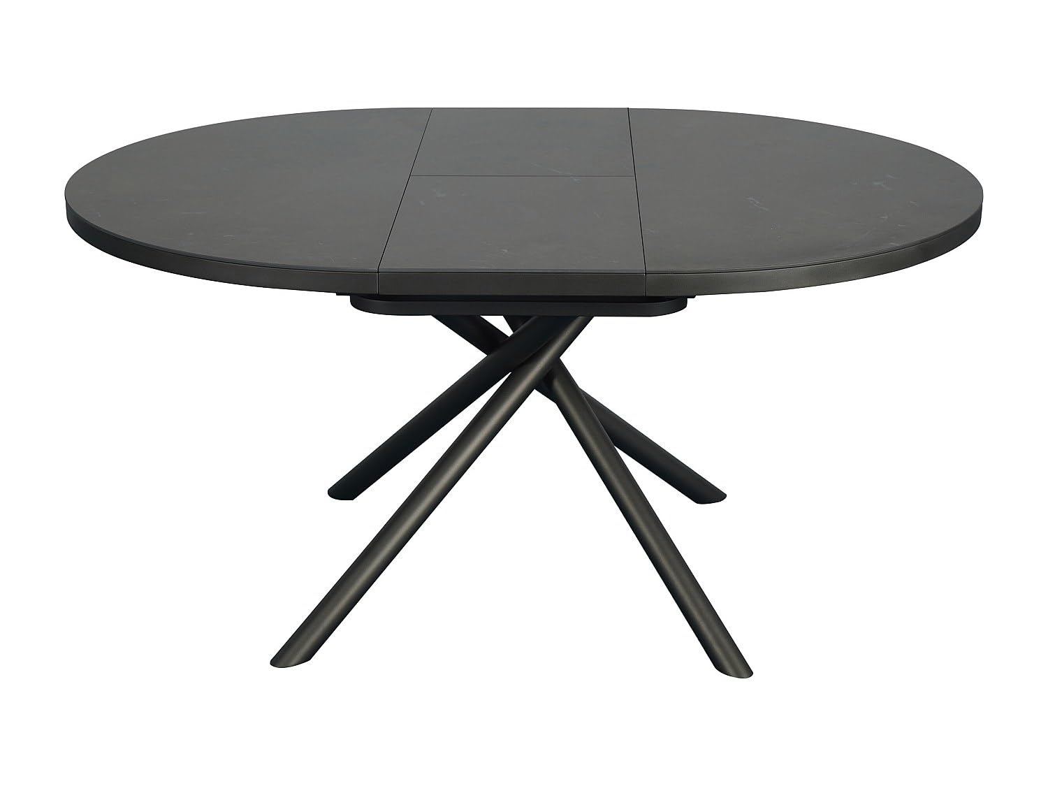 Vente-unique - Table à Manger Extensible 4 à 6 Personnes en céramique, MDF et métal - Effet marbre Marron et Gris - FEROLA