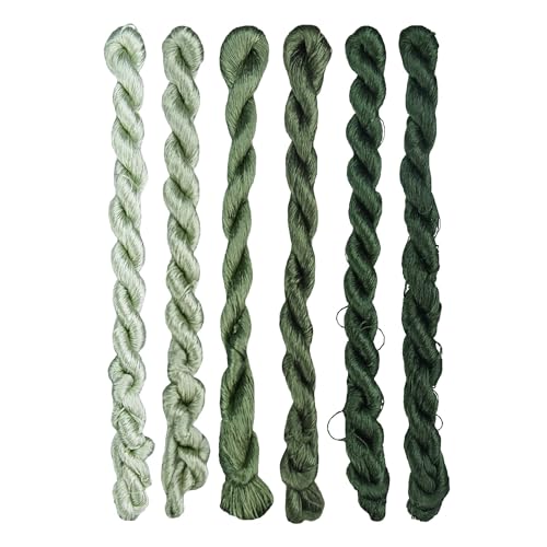 MINGGUXIUYI Natural 100% Silk Thread, Handmade Embroidery Thread Silk Floss 6 Colors 110m Each (32)