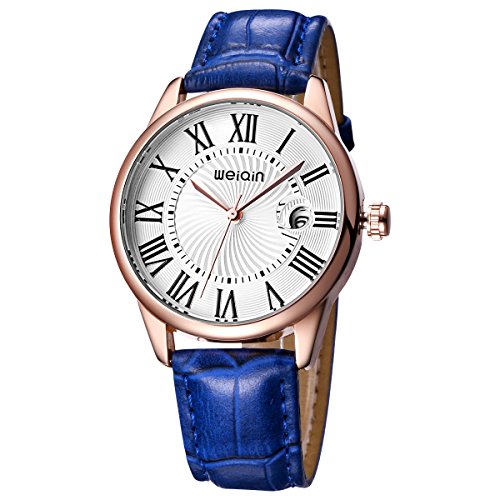 QTMIAO 美しいドレスウォッチ時計 WEIQIN日付PUベルト腕時計Ms. Magnifierウォッチローマンスタイルテーブル (Color : 5)