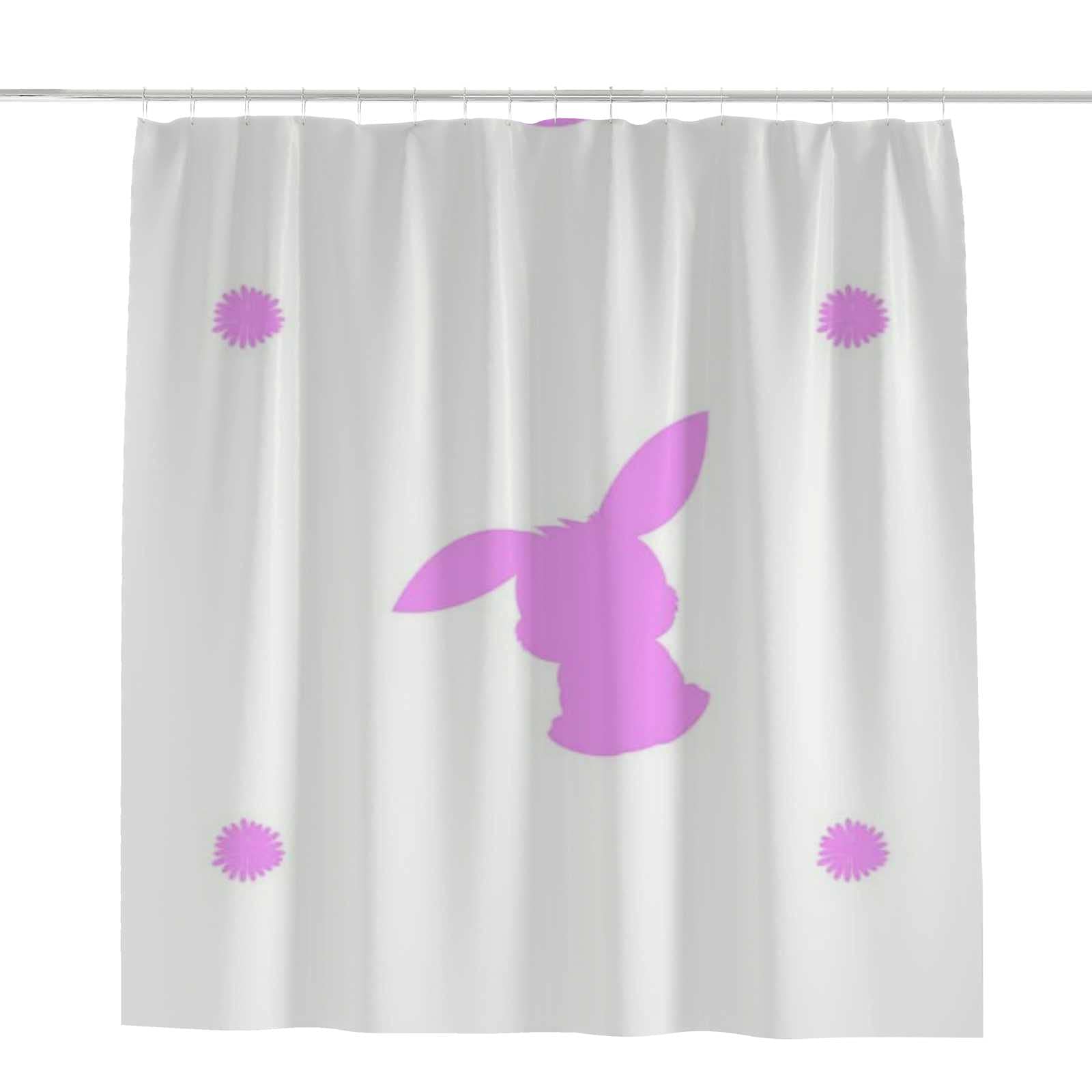 Rideau de douche lapin de Pâques rose pour transformer votre salle de bain au printemps