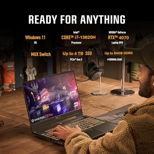 TUF Gaming F17 Laptop, 17.3" 240Hz FHD, Intel i7-13620H (Beat i9-12900), GeForce RTX 4070, 64GB DDR5, 4TB SSD, Tastiera retroilluminata, Windows 11 Pro & MS Office Pro Lifetime - Notebook - Immagine 2