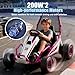 24V 8.5 MPH Electric Go Kart for Kids, 400W Powerful Drift Kart w/Front EVA Wheel & Metal Frame, Ride on Toy w/Music & Lights, Suspension, 2 Speed, 5 Point Harness, Crazy Cart for Ages 6+, Pink