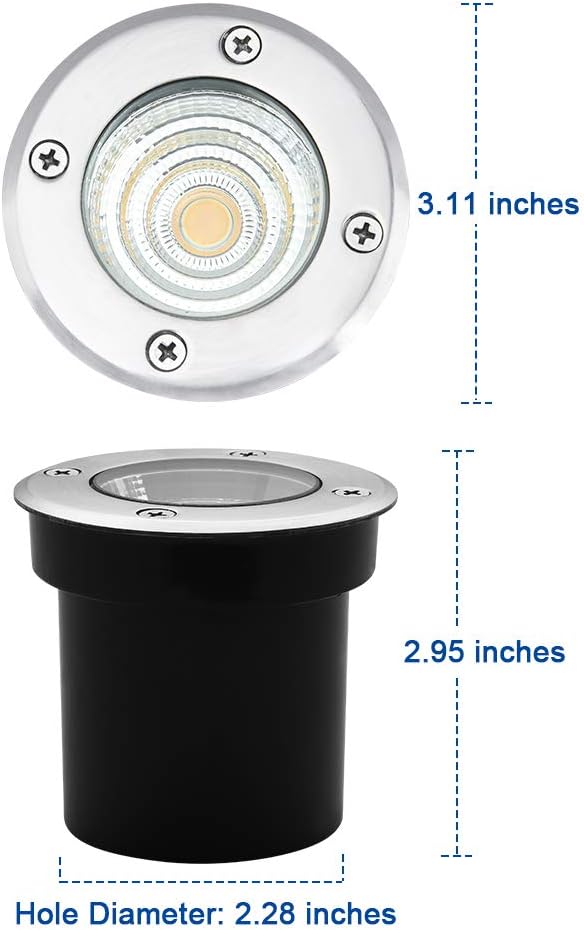 Super Deal Product Landscape Well Lights Outdoor In Ground Lights Low Voltage 12V 24V Waterproof 5W Warm White 3000K led Landscape Lights for Garden, Yard, Deck, Pathway 6 Pack(Wire Connectors Included)