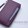 Travel Document Organizer RFID Blocking Leather Multiple Passport Wallet Family Holder Id Wrist Strap, Purple, Compact #2