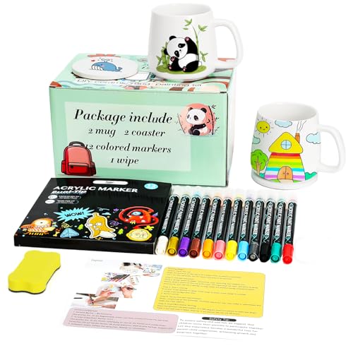 * Doppia Gioia: regala più di un semplice regalo, regala un'esperienza condivisa e un pezzo della tua personalità. Che sia per Natale, per un compleanno o semplicemente per fare un pensiero, questo set tazze da dipingere regala ore creative indimenticabili e un servizio da tè da 400ml personalizzato, che farà sorridere ogni volta che verrà utilizzato per gustare un caffè o un tè.