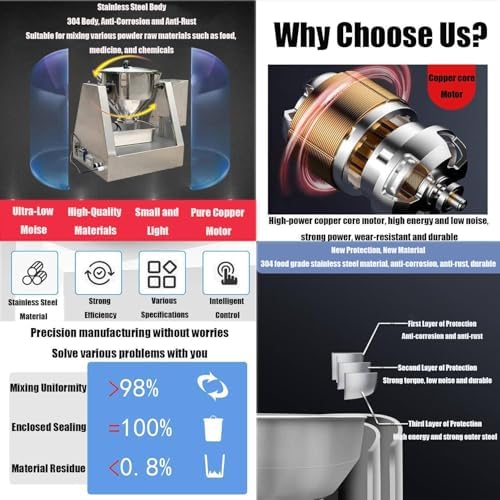 20L Commercial Stainless Steel Electric Spice Mixer, Industrial Blender for Powder & Granules, Perfect for Food Processing & Teaching Labs, High-Efficiency Mixing Machine